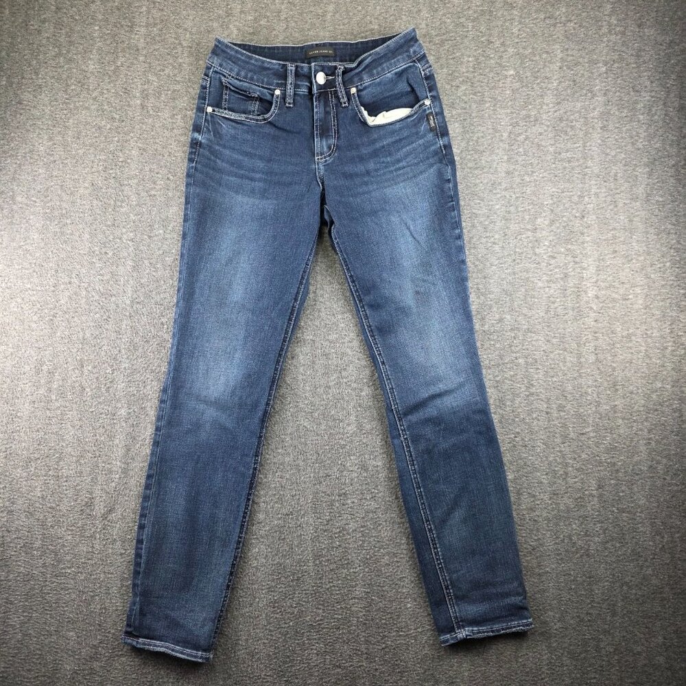 Silver Jeans Co Boyfriend Jeans Womens 26x29 Blue Mid Rise Relaxed Stretch Denim